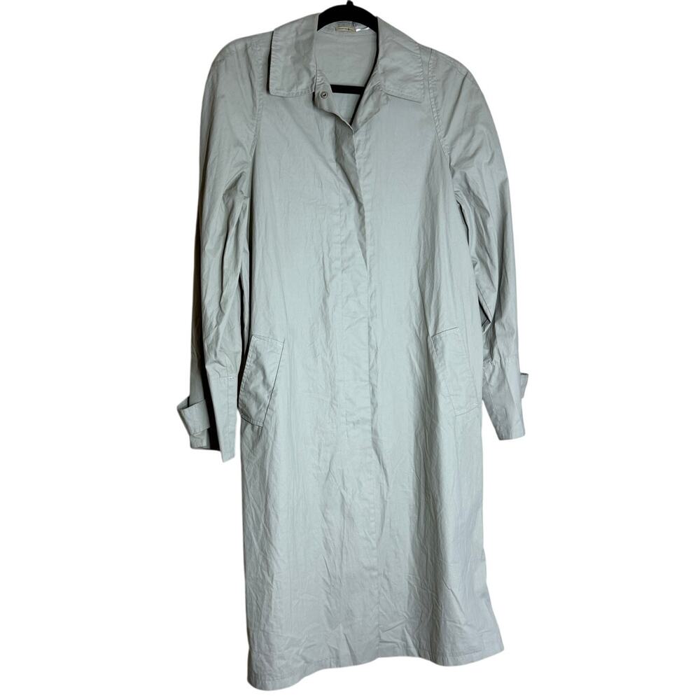 Max Studio Trench Coat Womens Medium Transitional Piece light Weight Green Beige